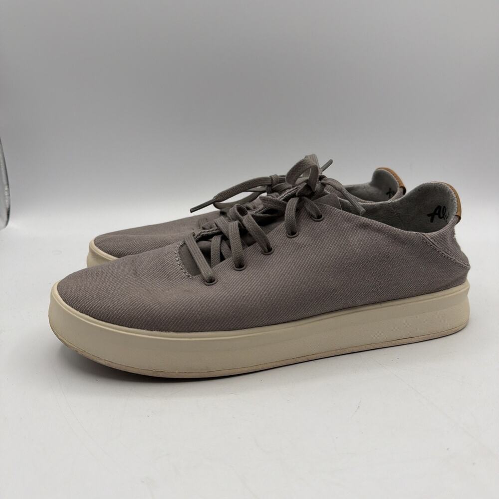 OluKai Sneakers Womens 8 Gray Canvas Low Top‎ Comfort Casual Boat Shoe Leather